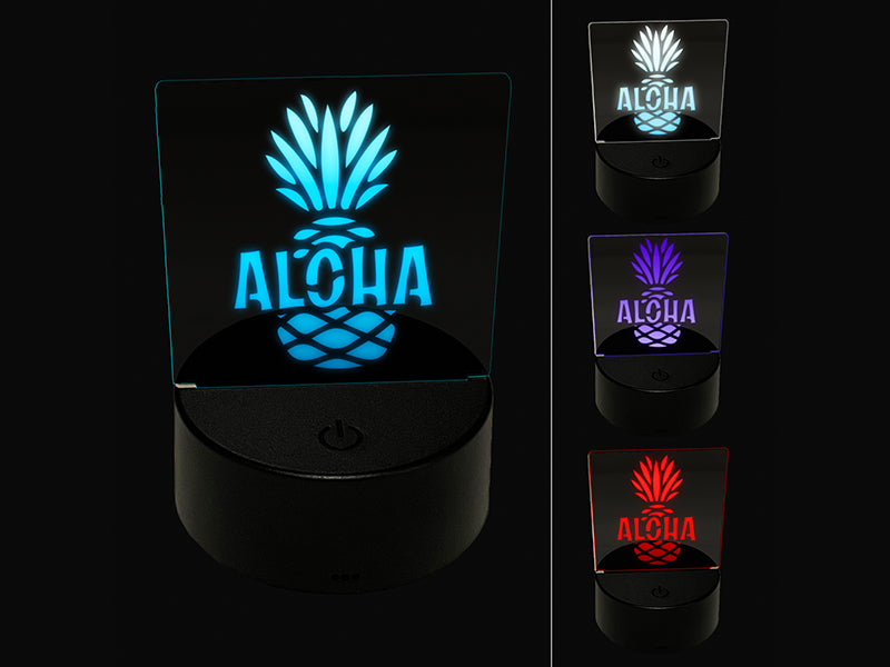 Aloha Pineapple Tropical Fruit Hawaii 3D Illusion LED Night Light Sign Nightstand Desk Lamp