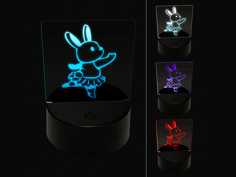 Ballerina Bunny Rabbit In Tutu 3D Illusion LED Night Light Sign Nightstand Desk Lamp