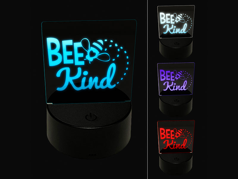 Bee Kind Honey Insect 3D Illusion LED Night Light Sign Nightstand Desk Lamp