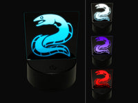 Eel Conger Long Fish 3D Illusion LED Night Light Sign Nightstand Desk Lamp