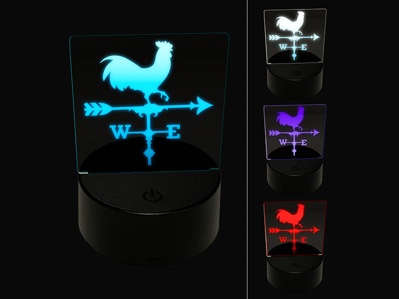 Rooster Chicken Weathervane 3D Illusion LED Night Light Sign Nightstand Desk Lamp
