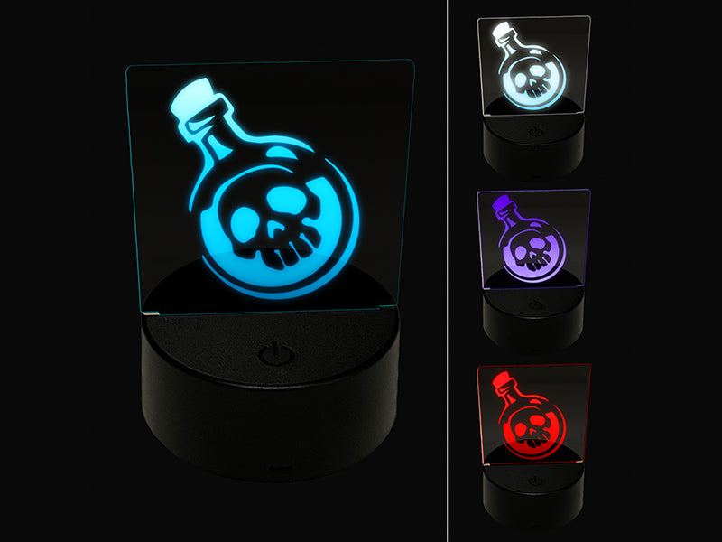 Skull Poison Potion Bottle 3D Illusion LED Night Light Sign Nightstand Desk Lamp