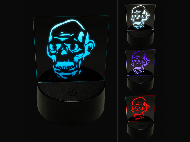 Spooky Zombie Head Halloween Monster 3D Illusion LED Night Light Sign Nightstand Desk Lamp