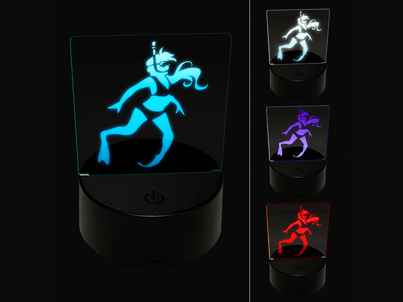 Swimmer Diver Snorkeling Woman Swimsuit 3D Illusion LED Night Light Sign Nightstand Desk Lamp