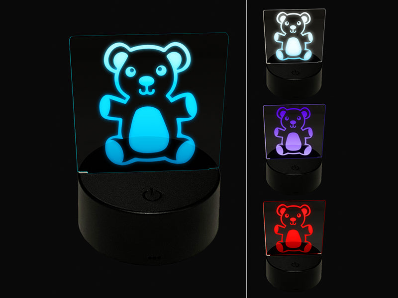 Cuddly Teddy Bear 3D Illusion LED Night Light Sign Nightstand Desk Lamp