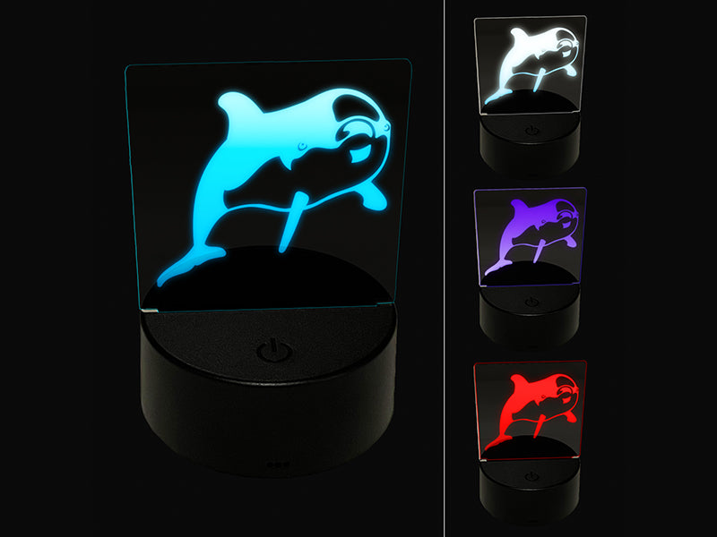 Curious Dolphin 3D Illusion LED Night Light Sign Nightstand Desk Lamp