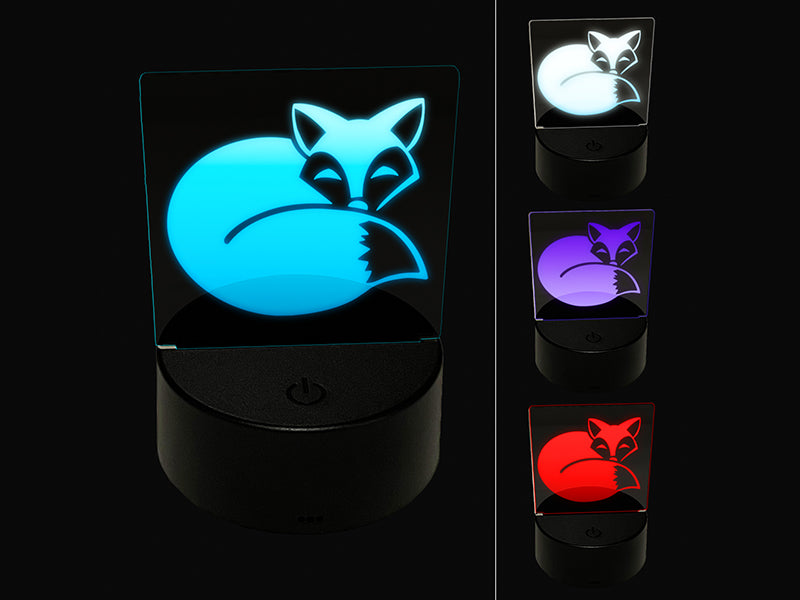 Fox Curled Up Sleeping 3D Illusion LED Night Light Sign Nightstand Desk Lamp