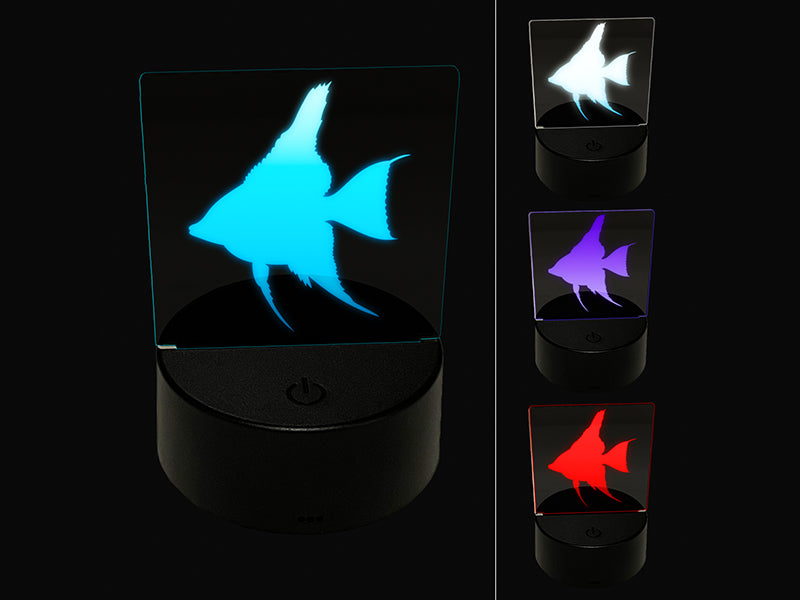 Freshwater Angelfish Fish Silhouette 3D Illusion LED Night Light Sign Nightstand Desk Lamp