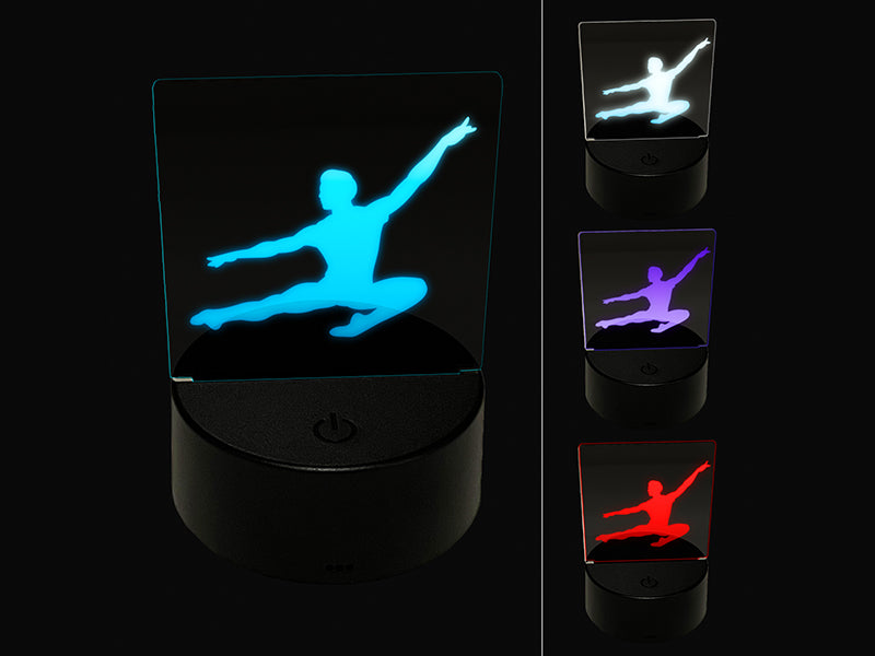 Male Ballet Dancer Jumping Man Boy 3D Illusion LED Night Light Sign Nightstand Desk Lamp