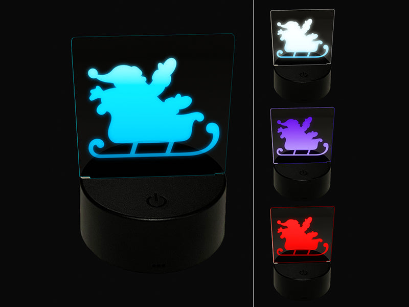 Santa in Sleigh Silhouette Christmas 3D Illusion LED Night Light Sign Nightstand Desk Lamp