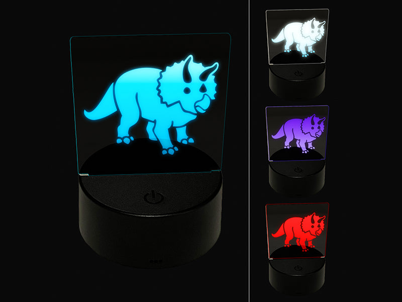 Triceratops Dinosaur 3D Illusion LED Night Light Sign Nightstand Desk Lamp