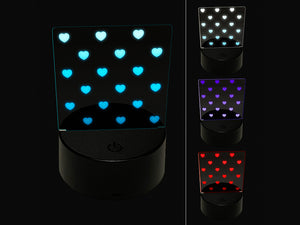 Hearts Polka Dots 3D Illusion LED Night Light Sign Nightstand Desk Lamp