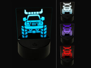 Monster Truck with Bull Horns 3D Illusion LED Night Light Sign Nightstand Desk Lamp