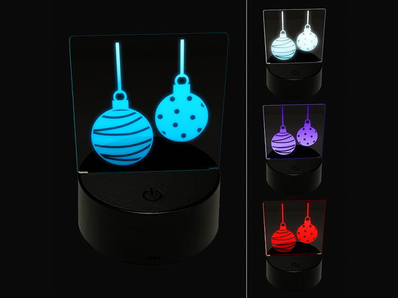 Round Holiday Christmas Ornaments 3D Illusion LED Night Light Sign Nightstand Desk Lamp