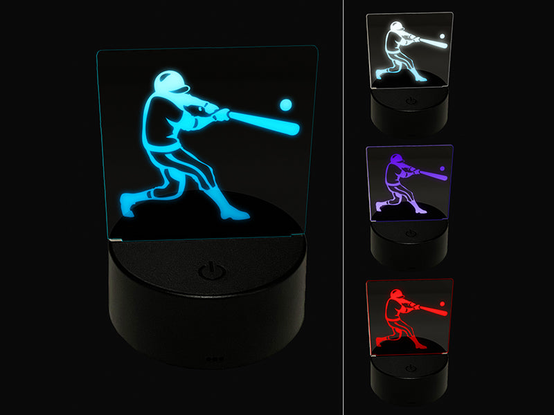 Baseball Player Batter Hitting Ball 3D Illusion LED Night Light Sign Nightstand Desk Lamp