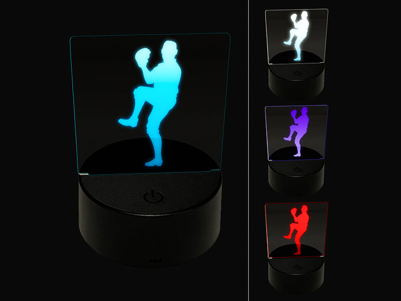 Baseball Player Pitcher Winding Up 3D Illusion LED Night Light Sign Nightstand Desk Lamp