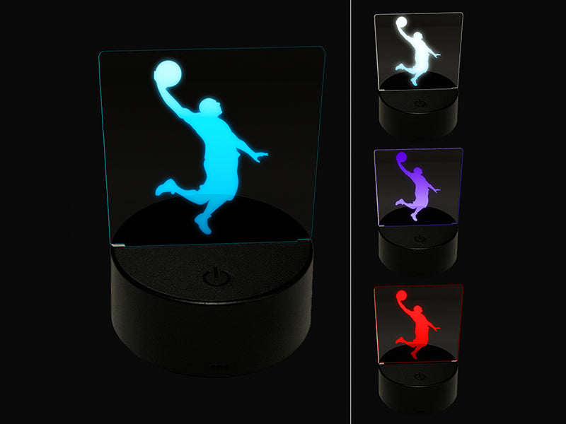 Basketball Player Slam Dunk Sports 3D Illusion LED Night Light Sign Nightstand Desk Lamp