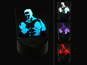 Boxer Man with Boxing Gloves Pugilist 3D Illusion LED Night Light Sign Nightstand Desk Lamp