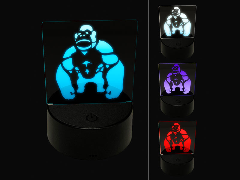 Brawny Gorilla Ape 3D Illusion LED Night Light Sign Nightstand Desk Lamp