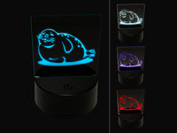 Chubby Happy Seal Basking on Side 3D Illusion LED Night Light Sign Nightstand Desk Lamp