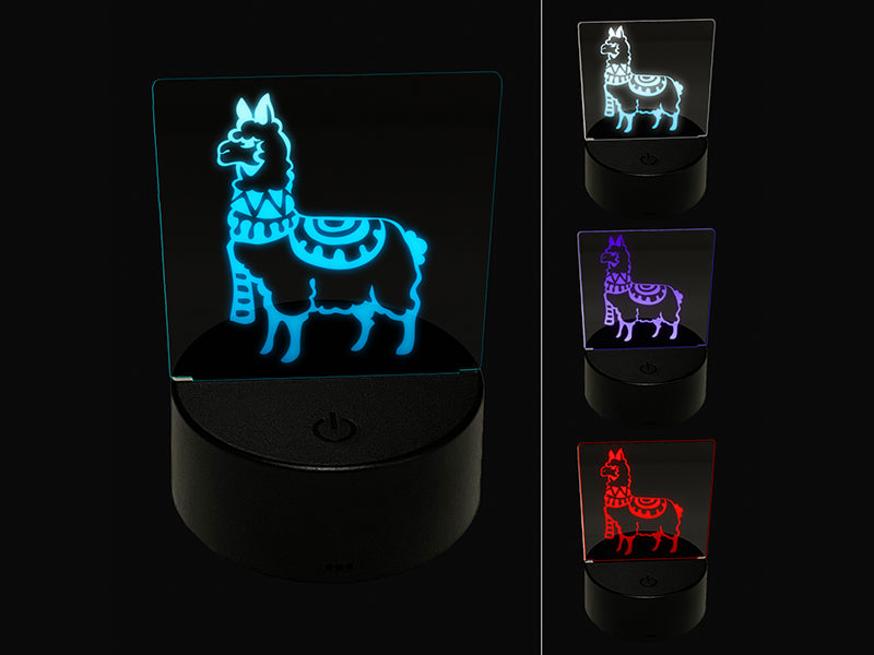 Cozy Llama Alpaca Wrapped with Scarf and Blanket 3D Illusion LED Night Light Sign Nightstand Desk Lamp