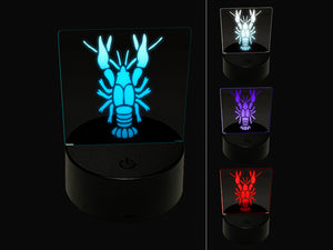 Crawdad Crayfish Mudbug Crustacean 3D Illusion LED Night Light Sign Nightstand Desk Lamp