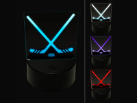 Crossed Hockey Sticks and Puck 3D Illusion LED Night Light Sign Nightstand Desk Lamp