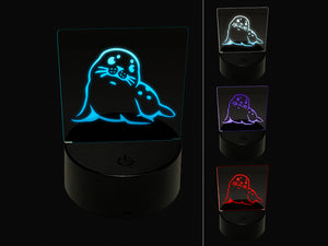 Curious Baby Seal 3D Illusion LED Night Light Sign Nightstand Desk Lamp