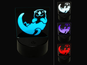 Floating Sea Otter 3D Illusion LED Night Light Sign Nightstand Desk Lamp