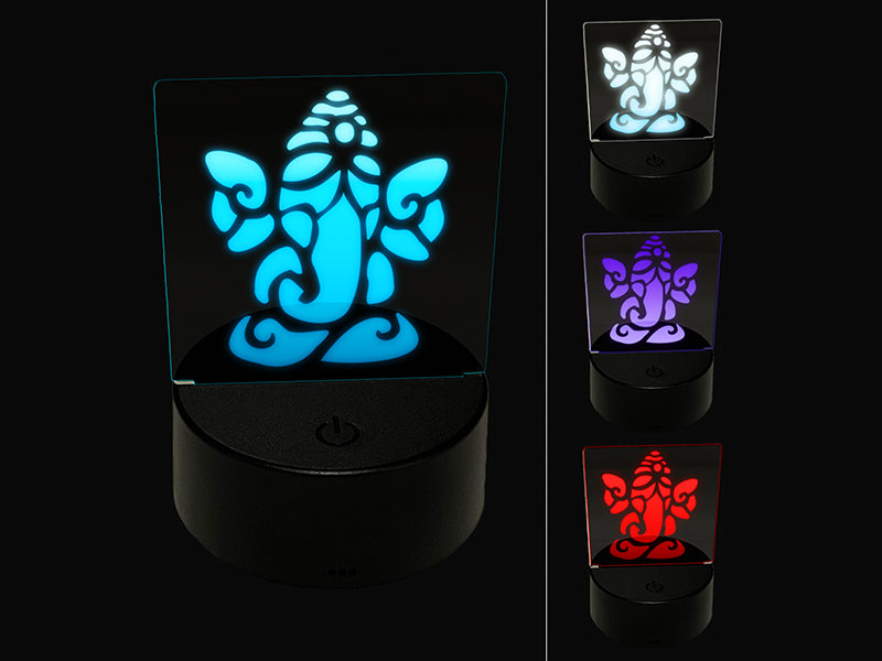 Ganesha Elephant Hindu Deity God Meditating 3D Illusion LED Night Light Sign Nightstand Desk Lamp