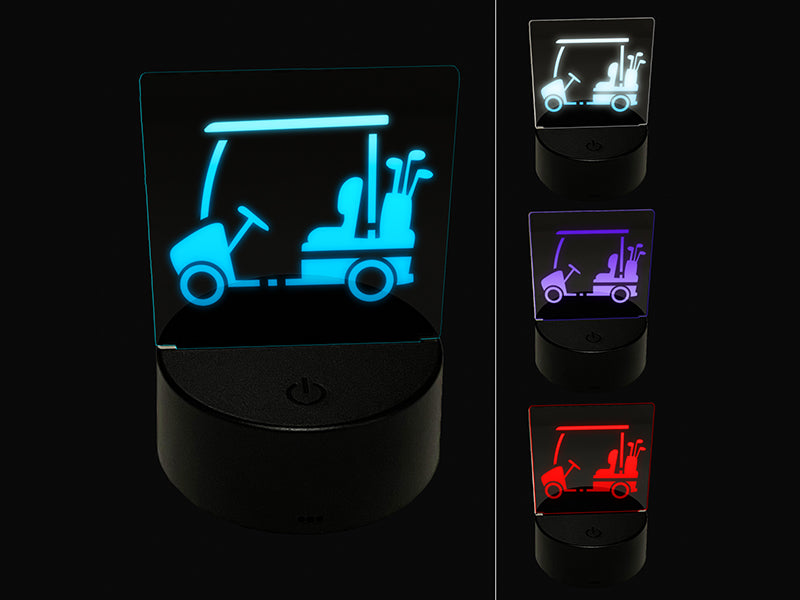 Golf Cart Caddy with Clubs 3D Illusion LED Night Light Sign Nightstand Desk Lamp