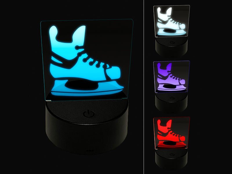 Hockey Ice Skates Skating Blades 3D Illusion LED Night Light Sign Nightstand Desk Lamp