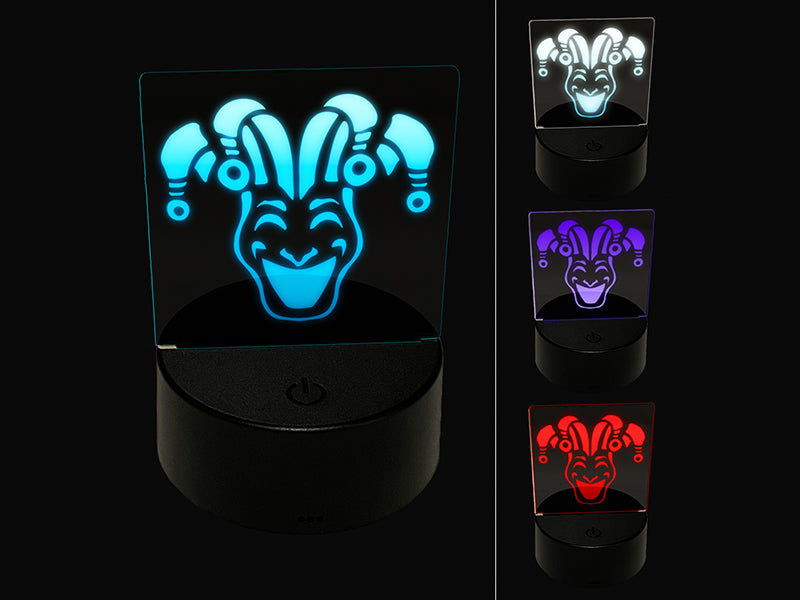 Jester Clown Joker Face Mardi Gras 3D Illusion LED Night Light Sign Nightstand Desk Lamp