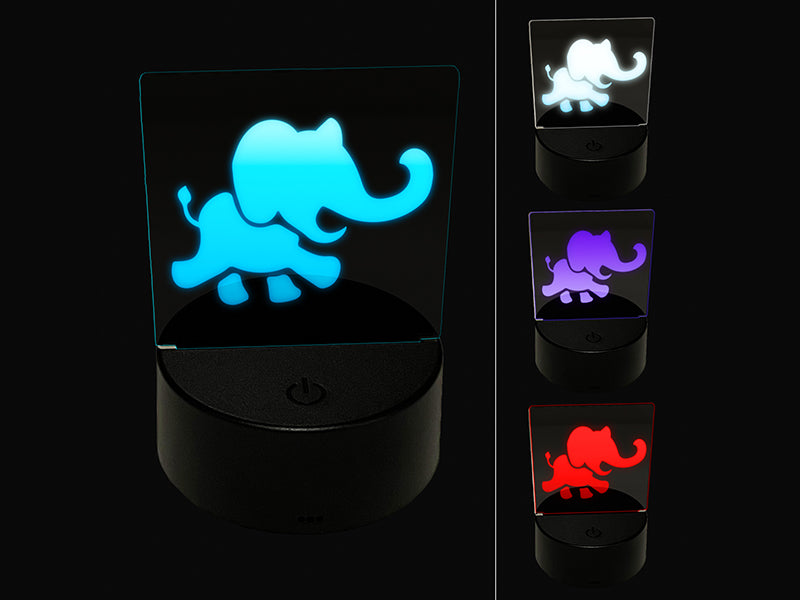 Marching Baby Elephant 3D Illusion LED Night Light Sign Nightstand Desk Lamp