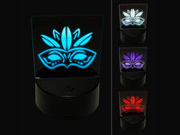 Mardi Gras Feather Party Mask 3D Illusion LED Night Light Sign Nightstand Desk Lamp