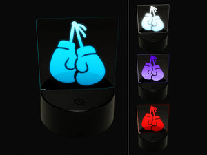 Pair of Boxing Gloves Hanging 3D Illusion LED Night Light Sign Nightstand Desk Lamp