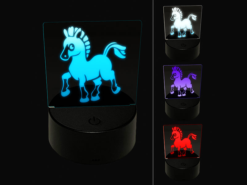 Prancing Pony Horse Mule 3D Illusion LED Night Light Sign Nightstand Desk Lamp