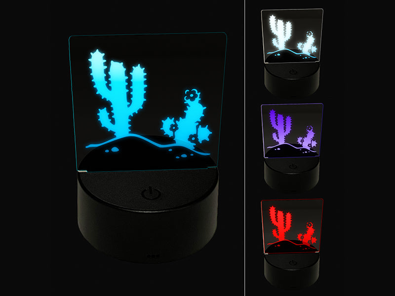 Saguaro Cactus Succulent Desert Southwest 3D Illusion LED Night Light Sign Nightstand Desk Lamp