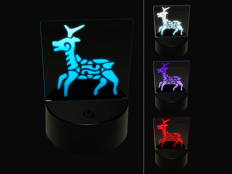 Southwestern Style Tribal Deer Antelope 3D Illusion LED Night Light Sign Nightstand Desk Lamp