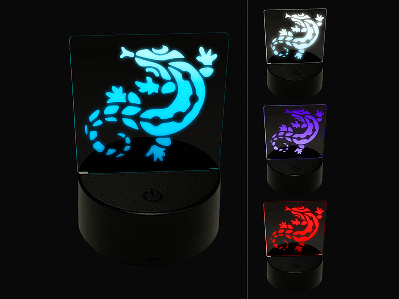 Southwestern Style Tribal Gecko Lizard 3D Illusion LED Night Light Sign Nightstand Desk Lamp