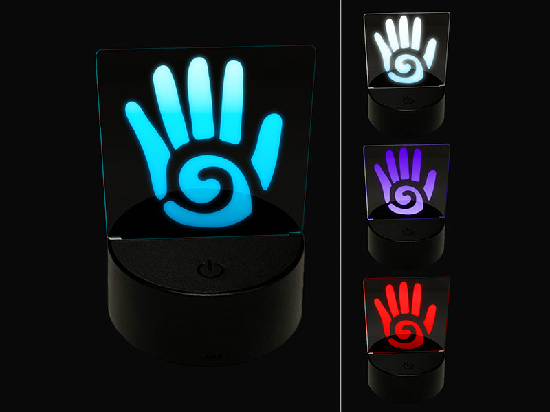 Southwestern Style Tribal Hand with Swirl 3D Illusion LED Night Light Sign Nightstand Desk Lamp