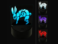 Southwestern Style Tribal Jackrabbit Hare Bunny 3D Illusion LED Night Light Sign Nightstand Desk Lamp