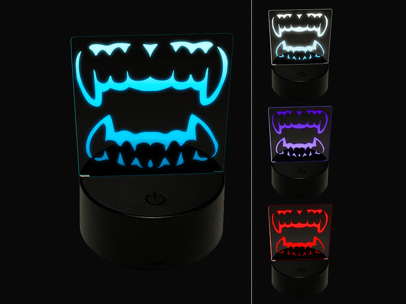 Vampire Teeth Fangs Jaws Mouth Halloween 3D Illusion LED Night Light Sign Nightstand Desk Lamp