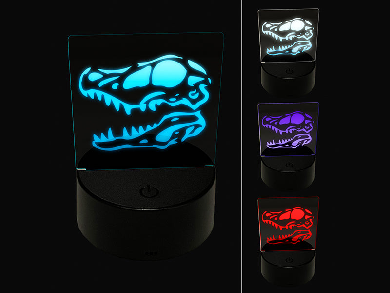 Velociraptor Skull Dinosaur Fossil Bone 3D Illusion LED Night Light Sign Nightstand Desk Lamp