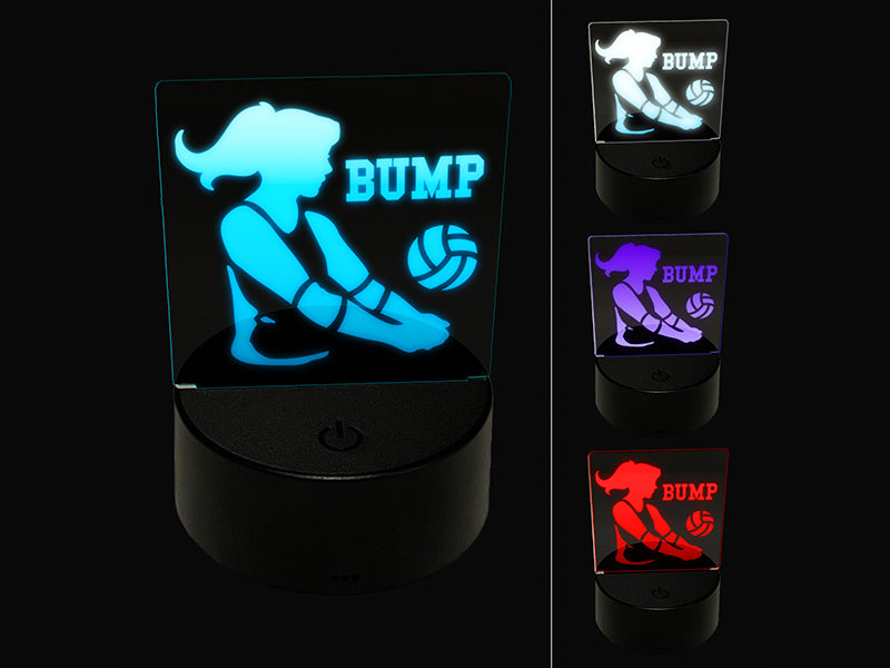 Volleyball Woman Bump Sports Move 3D Illusion LED Night Light Sign Nightstand Desk Lamp