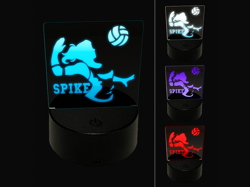 Volleyball Woman Spike Sports Move 3D Illusion LED Night Light Sign Nightstand Desk Lamp