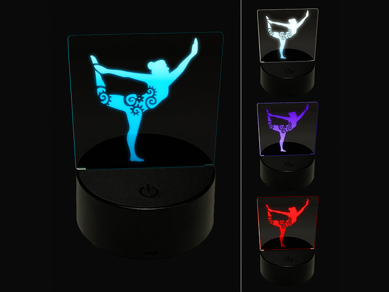 Yoga Pose Natarajasana Dancers Pose 3D Illusion LED Night Light Sign Nightstand Desk Lamp