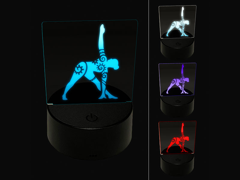 Yoga Pose Trikonasana Triangle Pose 3D Illusion LED Night Light Sign Nightstand Desk Lamp