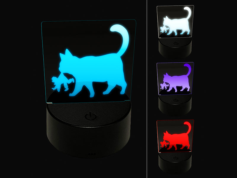 Yule Cat Taking Child Christmas 3D Illusion LED Night Light Sign Nightstand Desk Lamp