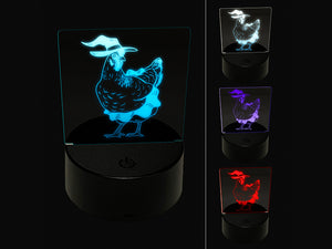 Witch Hen Halloween Holiday Chicken 3D Illusion LED Night Light Sign Nightstand Desk Lamp